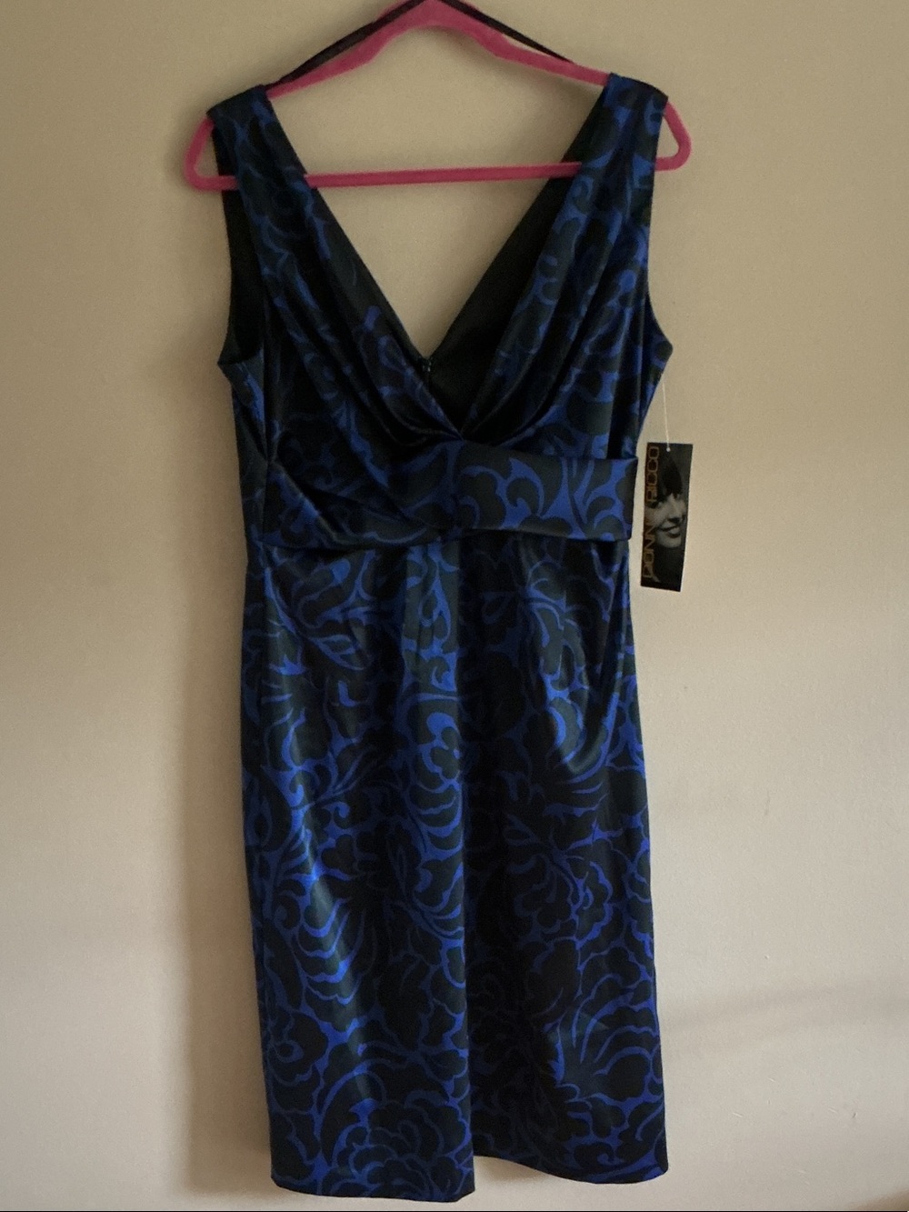 NWT Donna Ricco Sleeveless Blue Floral Sheath Dress